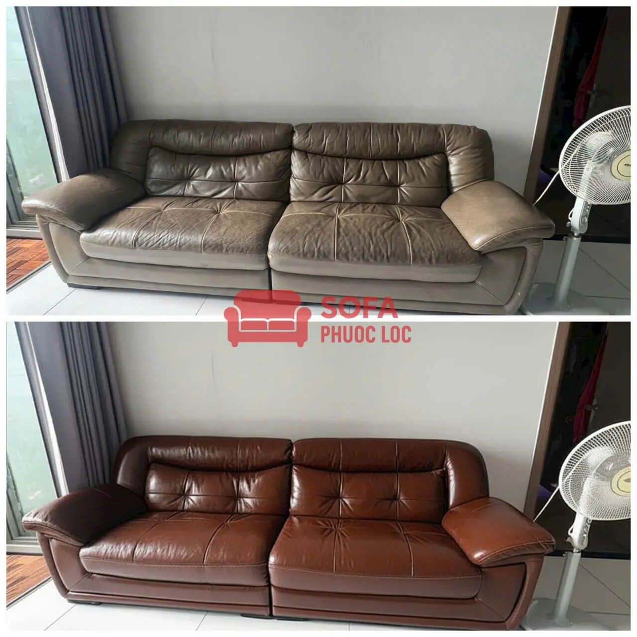 trước sau khi bọc ghế sofa
